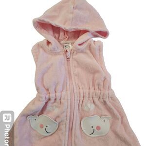 Cortes Ingles pink girl baby terrycloth beach cover. Size 6-12 NWOT